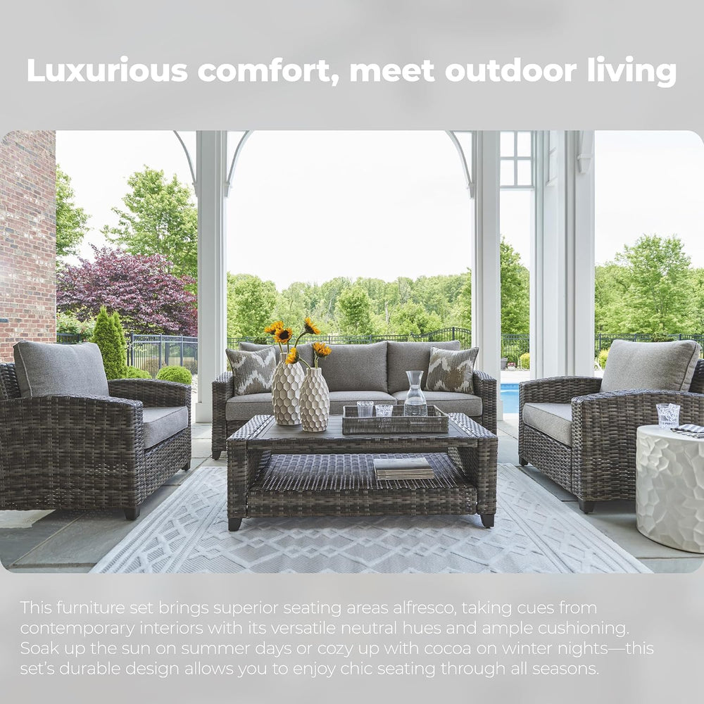 Signature Design by Ashley Oasis Court 4-Piece Patio Furniture Set, Gray