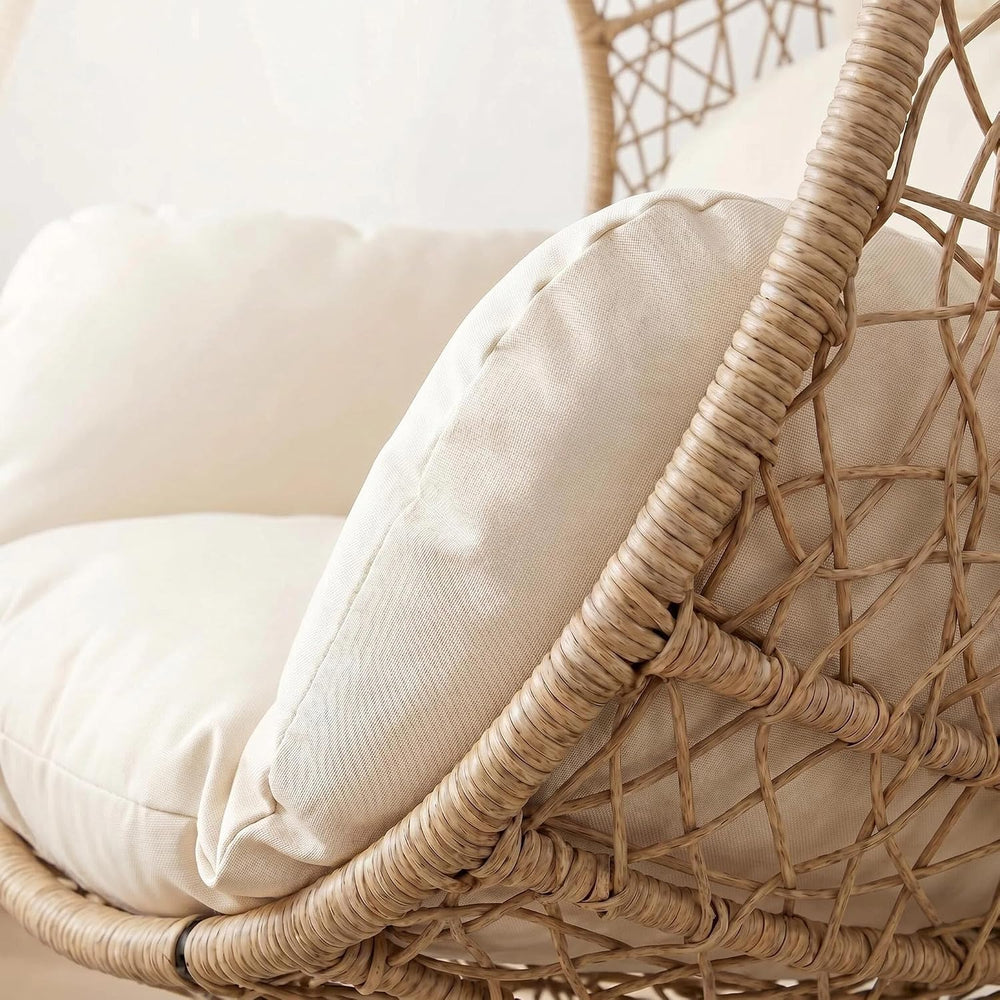 Oversized Hanging Egg Chair Outdoor Indoor, Wicker Swing Egg Chair with Stand...