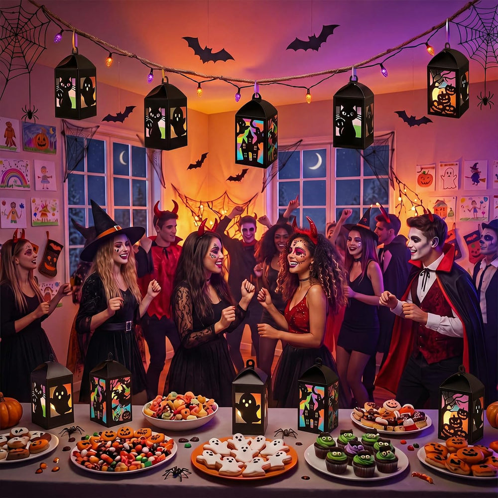 40 Sets Halloween Paper Lantern Crafts Bulk Pumpkin Ghost Suncatcher Kit