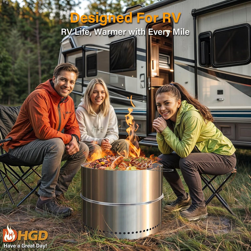 HGD 20 inch Smokeless Firepit Outdoor, Portable Smokeless Fire Pit for Campin...