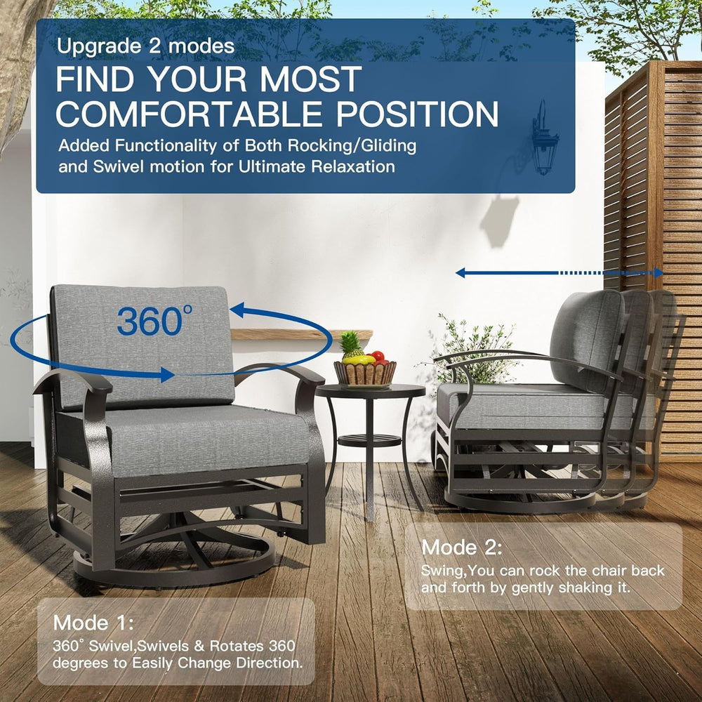 Kullavik Aluminum Outdoor Patio Furniture Set with 5.1'' Thick Cushions
