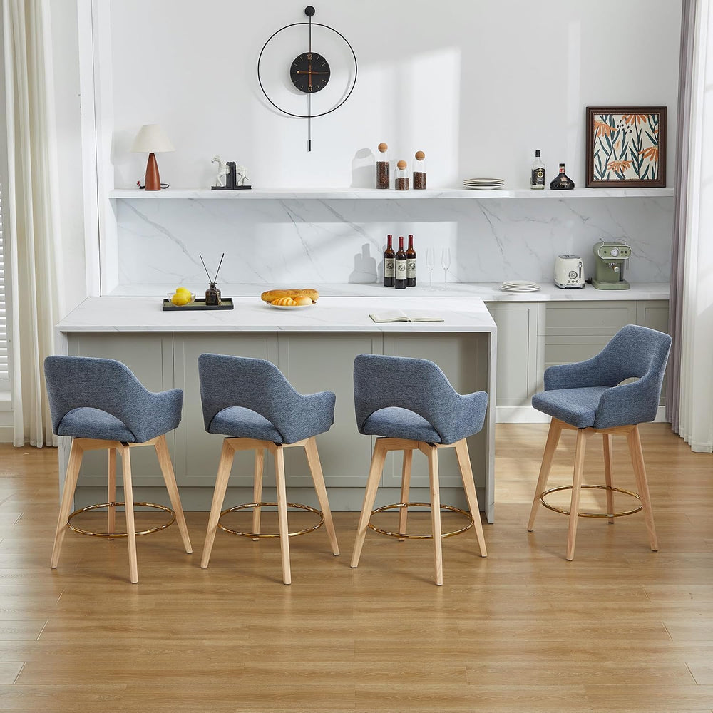 Zesthouse Swivel Counter Stools Set of 4, Wooden Counter Height Bar Stools
