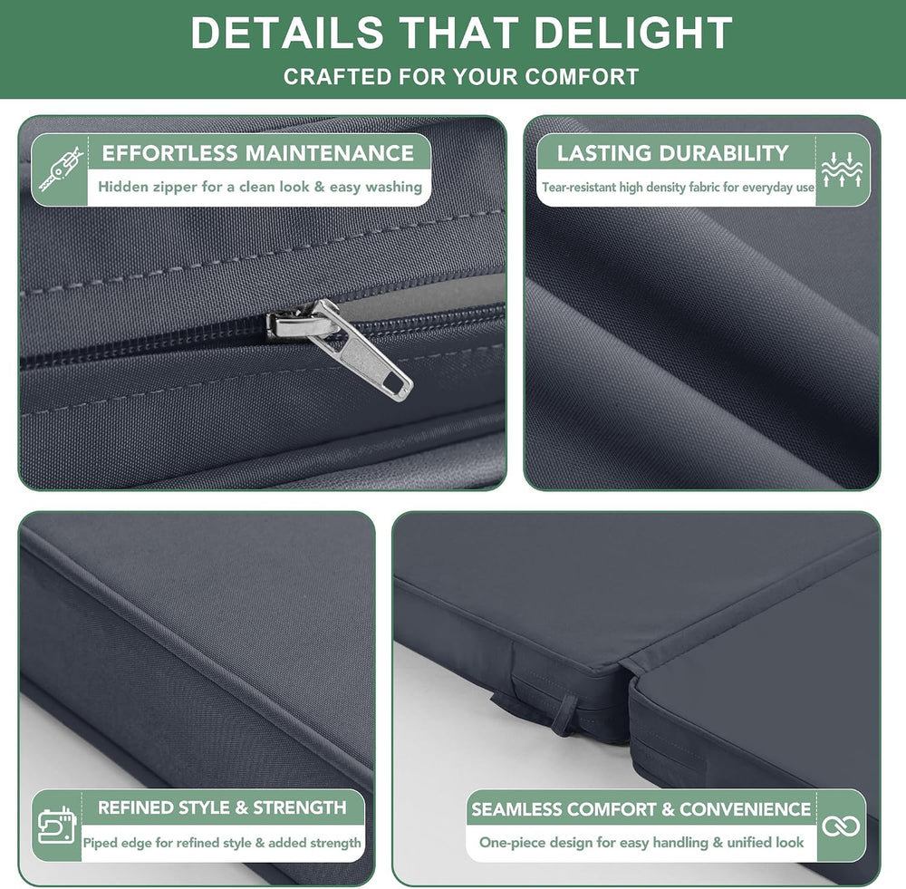 Summsun High Back Outdoor Chair Cushions, 20 x 20 Inch, Dark Grey