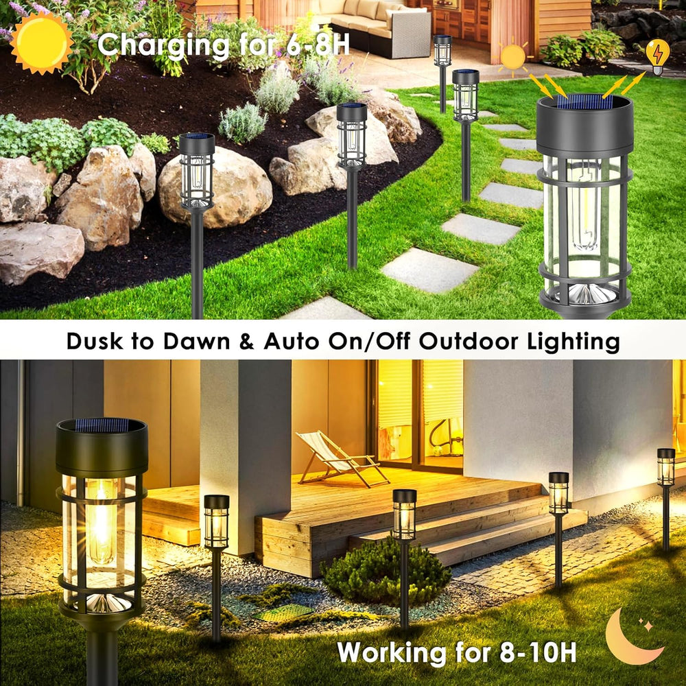 Mancra Solar Pathway Lights, 8 Pack LED Solar Lights Outdoor Waterproof, Glas...