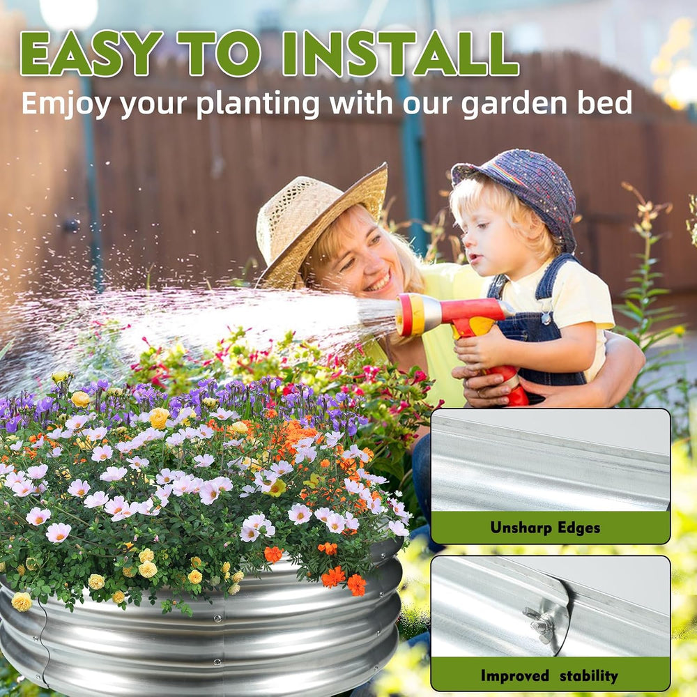 TBMLC 48" Round Galvanized Steel Fire Ring Pit/Raised Garden Bed Kit