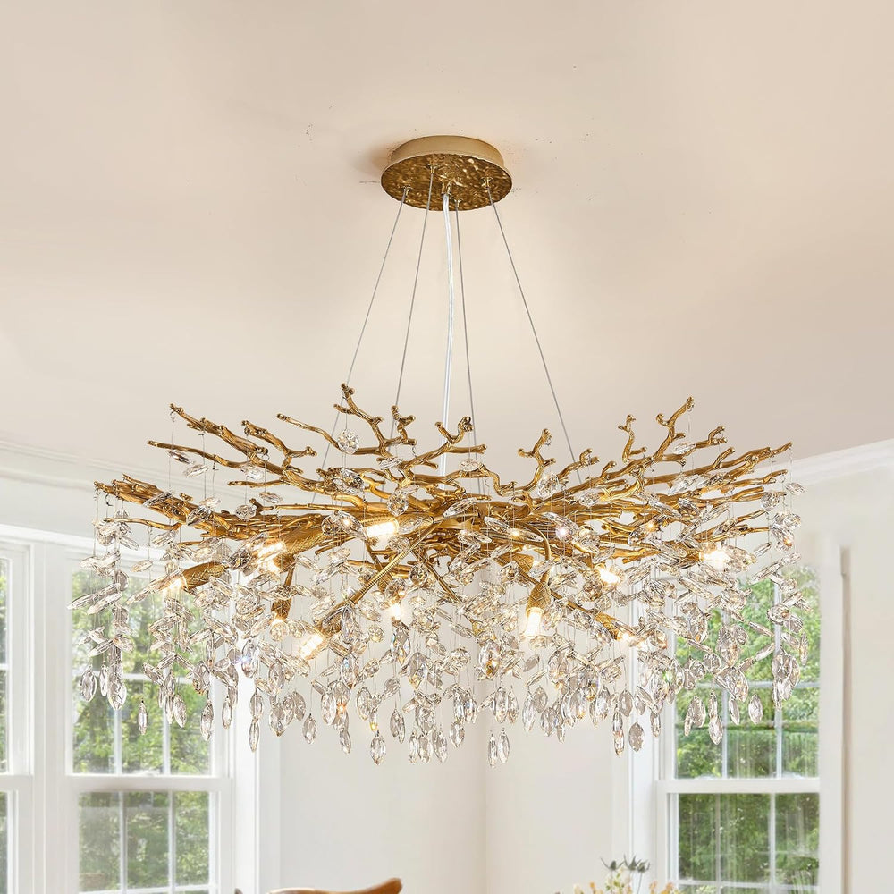 Modern Tree Branch Crystal Chandelier Luxury Gold Crystal Pendant Lighting 40...