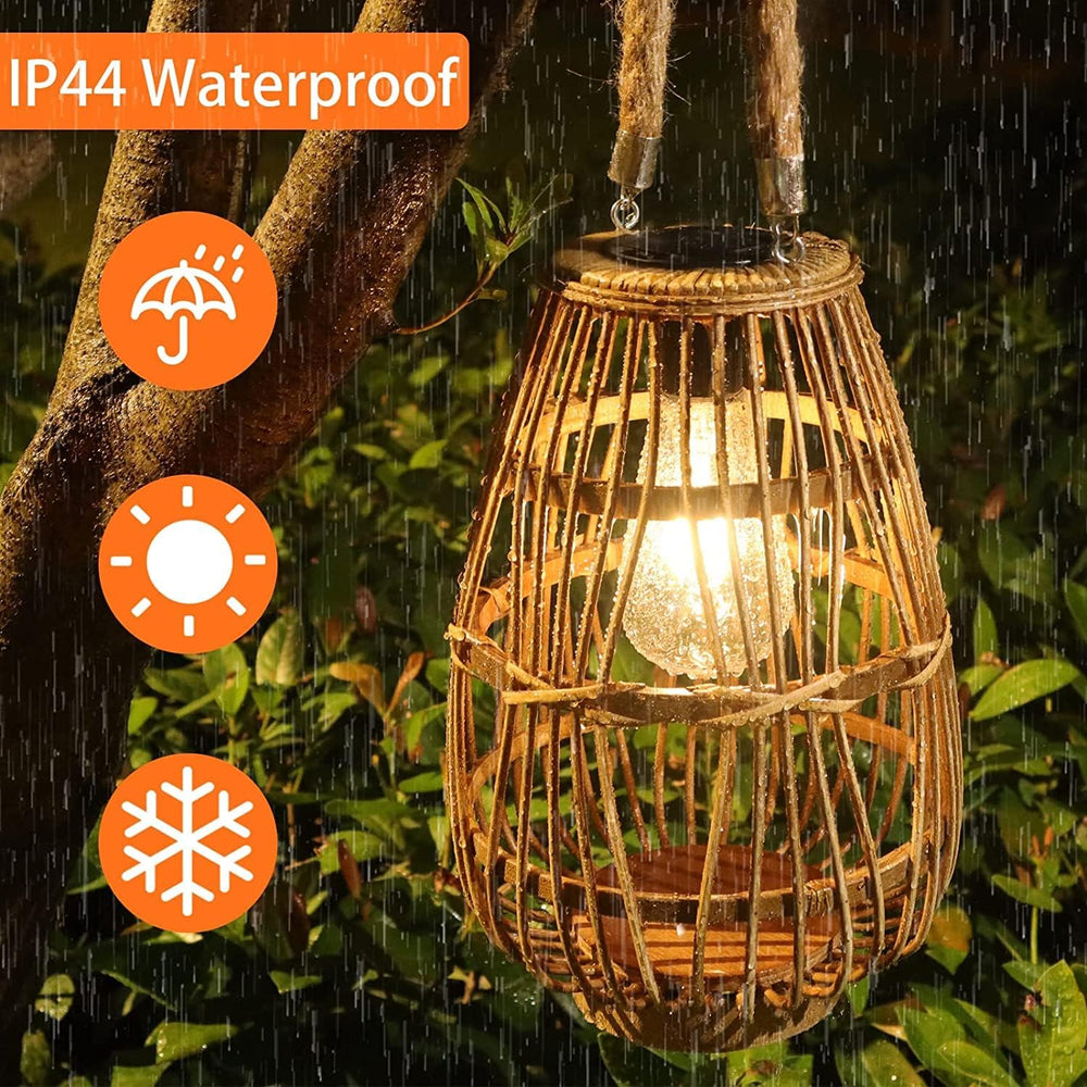 Solar Lantern Outdoor Waterproof Large Hanging/Tabletop Rattan Lanterns