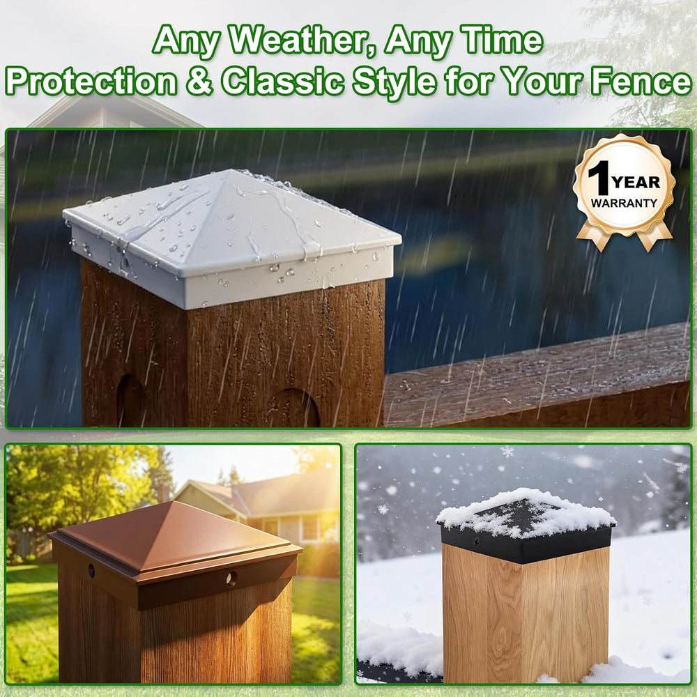 6x6 Heavy Duty Aluminum Post Caps Cover, Actual 5.5" x 5.5" Wood Post