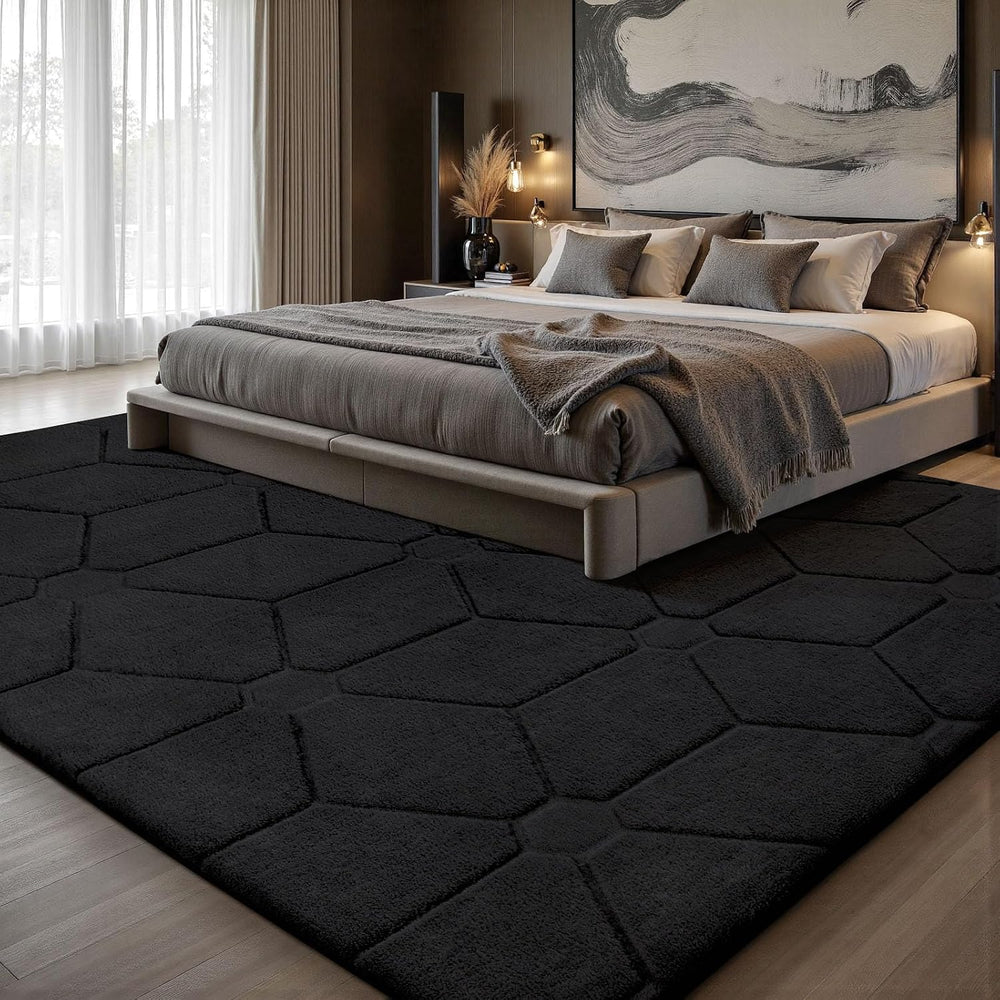 Sour Lemon Area Rugs 10x14 Living Room Bedroom, Exta Large Carpet Black