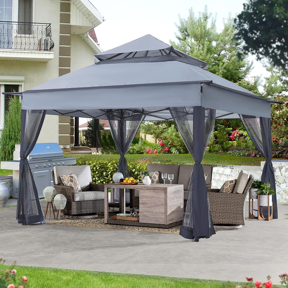 ABCCANOPY Pop Up Gazebo 11x11 with Mosquito Netting, Dark Gray