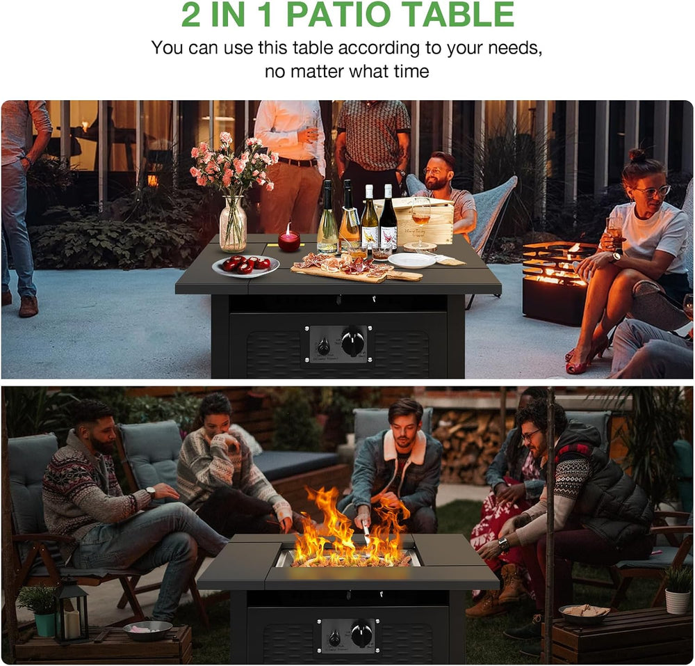 hykolity 28 inch Fire Pit Table, 50000 BTU Patio Heater, 2 in 1 Outdoor Gas F...