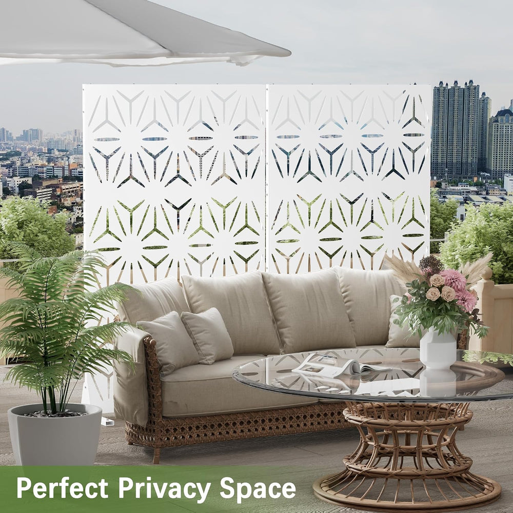 Cofar Metal Privacy Screen Outdoor 72" H×44" W -White Freestanding ...