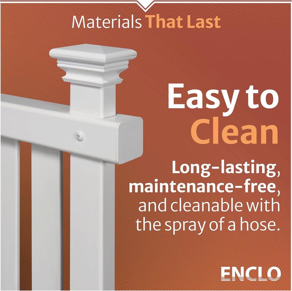 Enclo Waverly Privacy Screen, White Vinyl DIY No Dig Kit