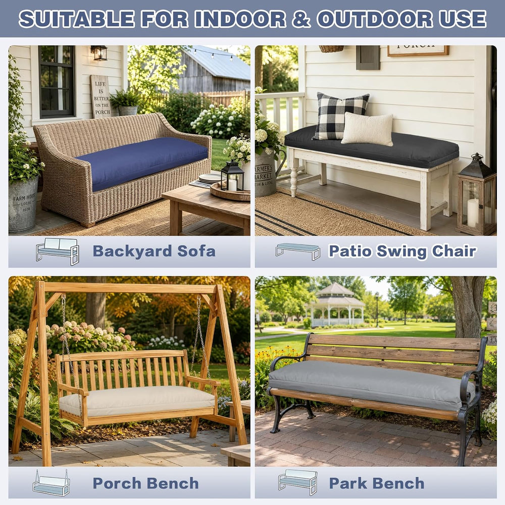 baibu Waterproof Outdoor Bench Cushion with Ties, 45 x 16 x 3.5 Inch, Beige