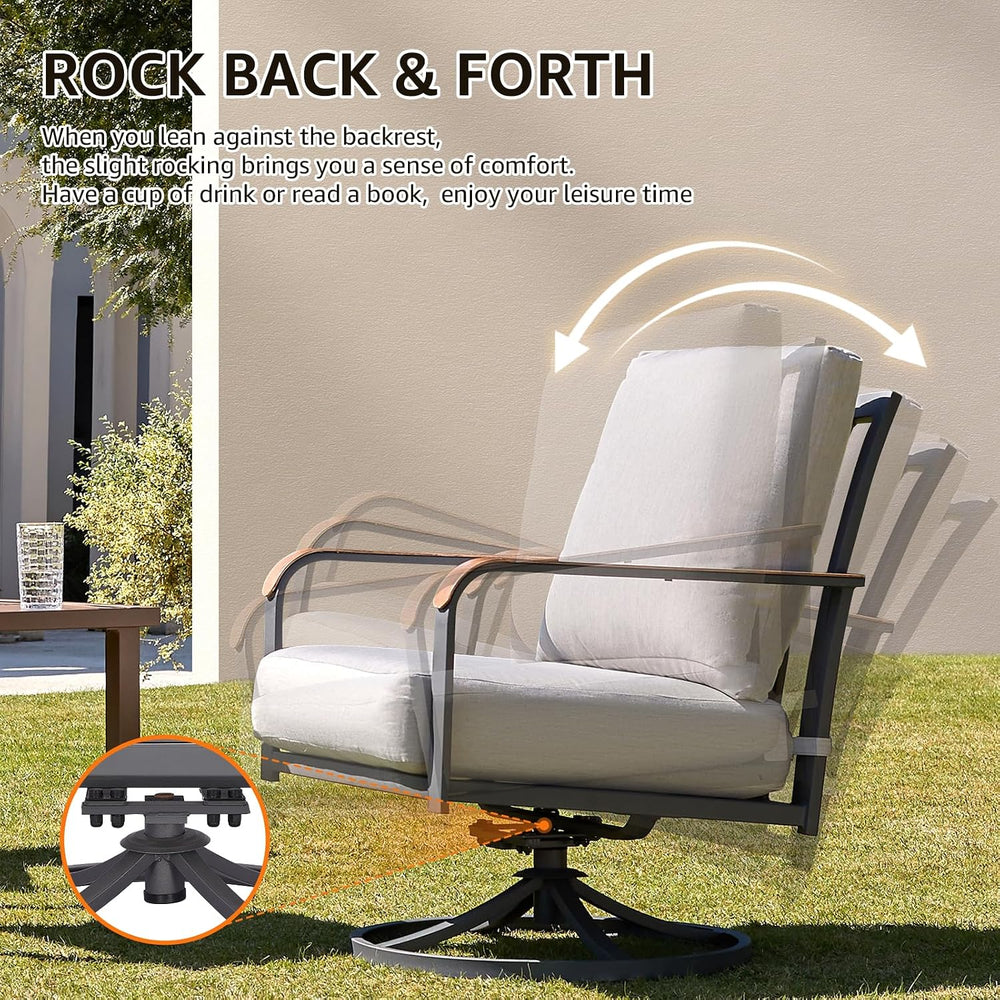 NATURAL EXPRESSIONS Patio Swivel Chairs Set of 2,Outdoor Rocker Chairs Set wi...
