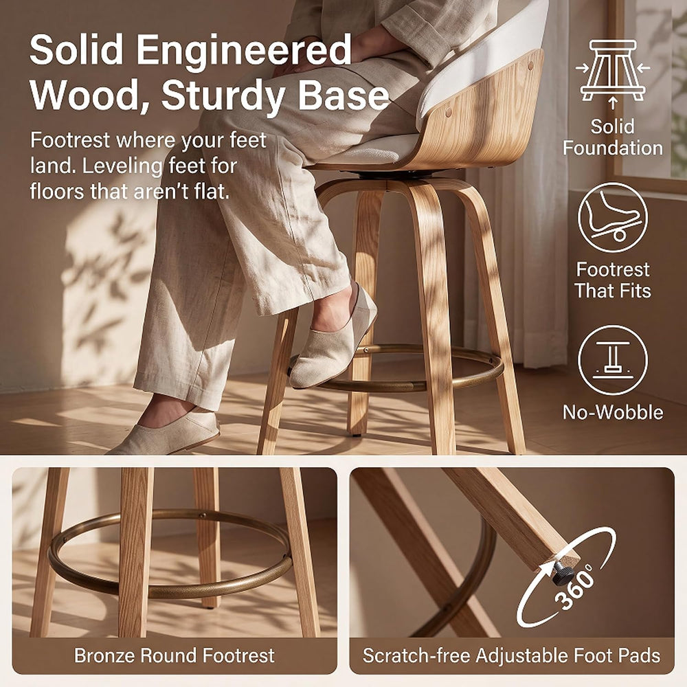 26'' Modern Barrel Swivel Counter Stools Counter Height Swivel Bar St...