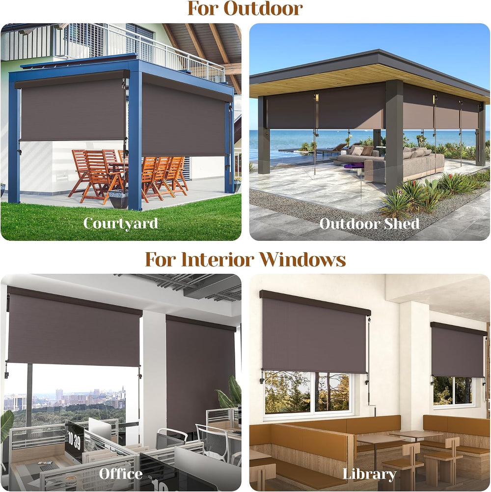 Integrated 4'W x 6'H Outdoor Roller Shade for Sun & Privacy Prote...