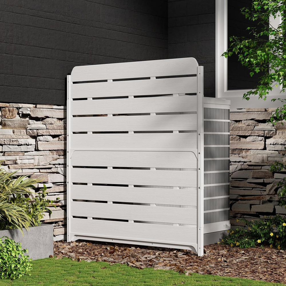 ZZM White Privacy Fence Panels (1 Panel) Outside Decorative Air Conditioner F...