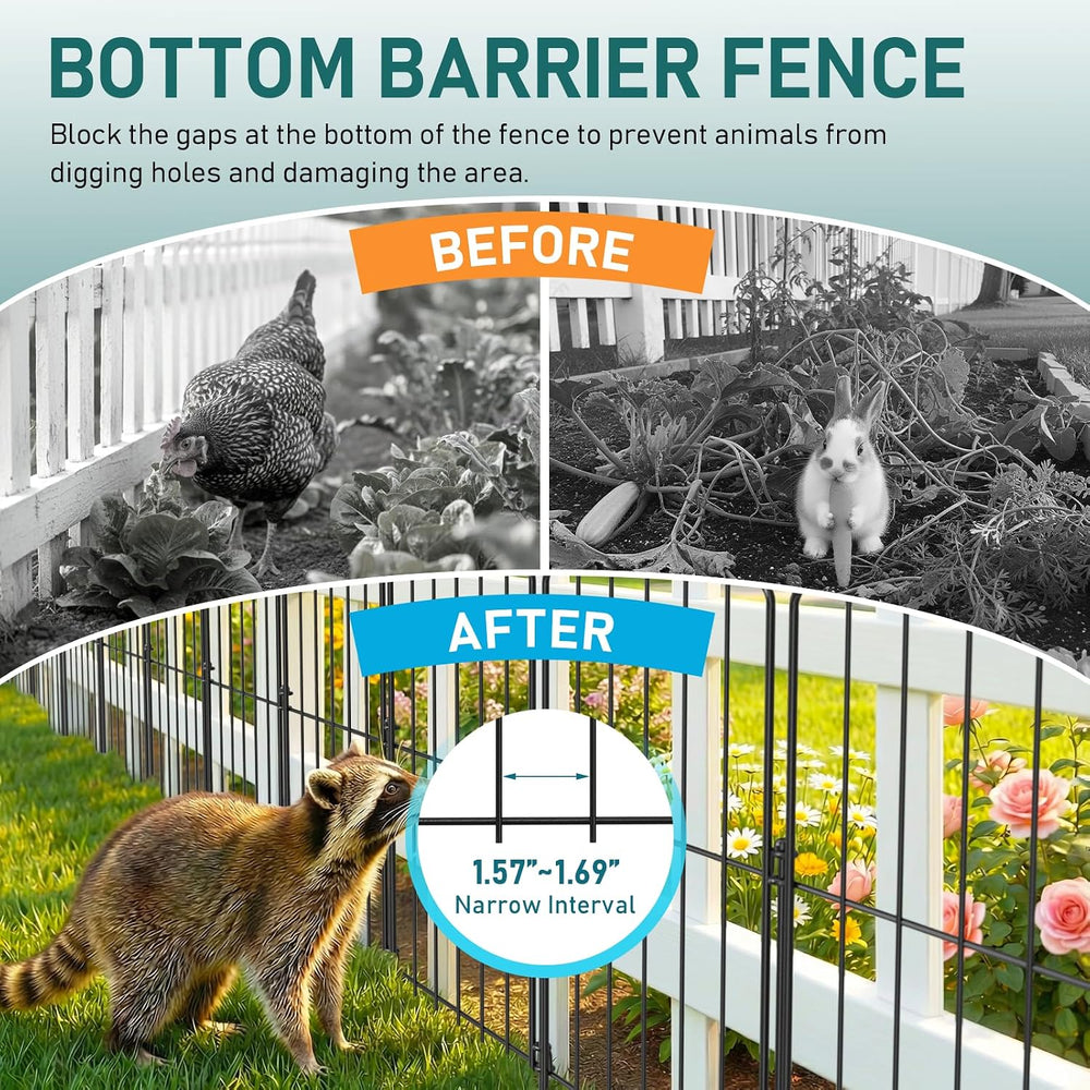 Goovilla Garden Fence, Total 25ft(L) x 24in(H), 25 Pcs, Rustproof Metal