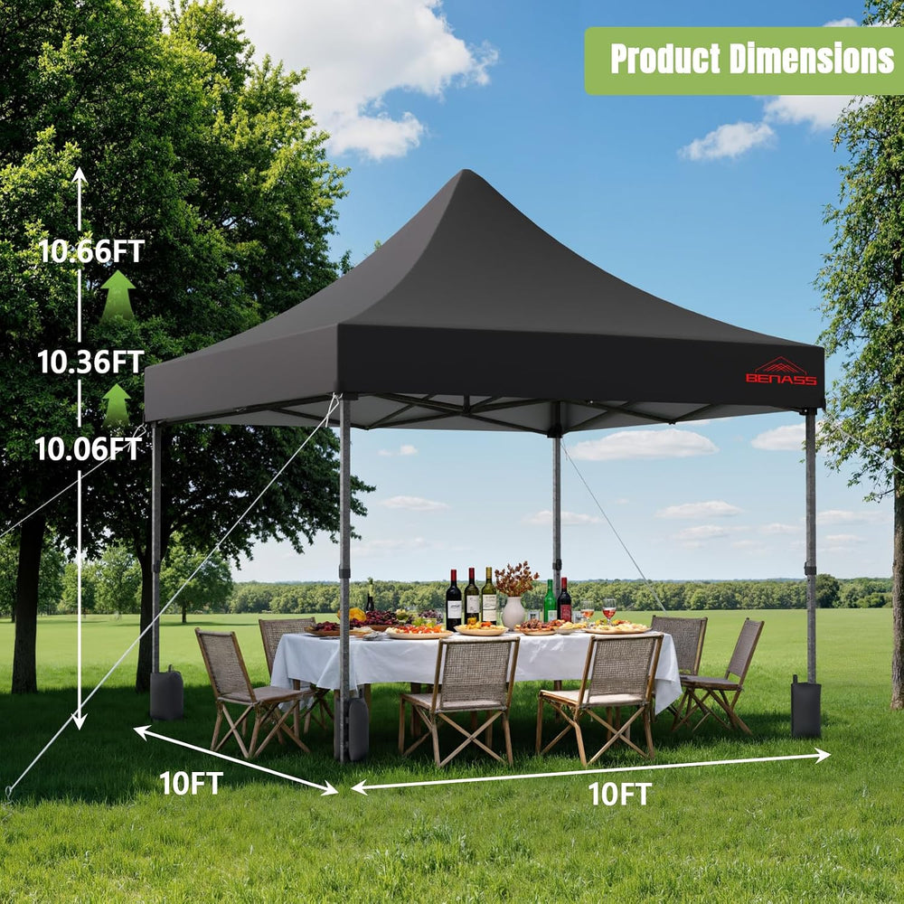 10x10 Heavy Duty Commercial Pop Up Canopy with Sidewalls, Black