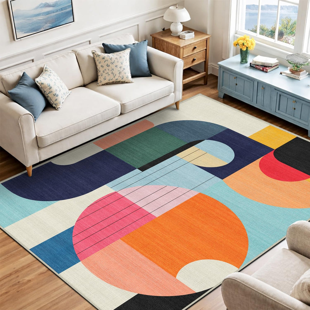 6x9 Area Rug Colorful Boho Geometric Carpet Modern Abstract Large Rug for Liv...