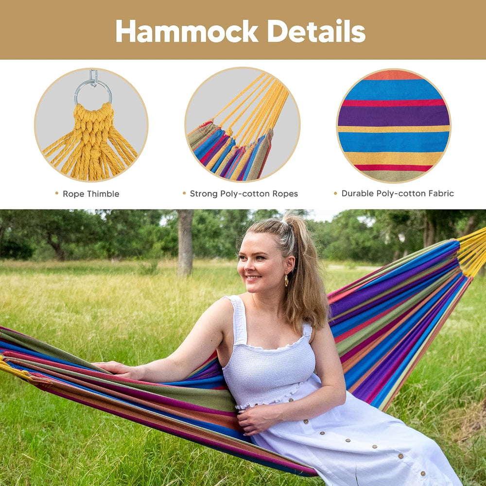SUNCREAT Portable Space Saving Hammock with Stand, Two Person Hammock with St...