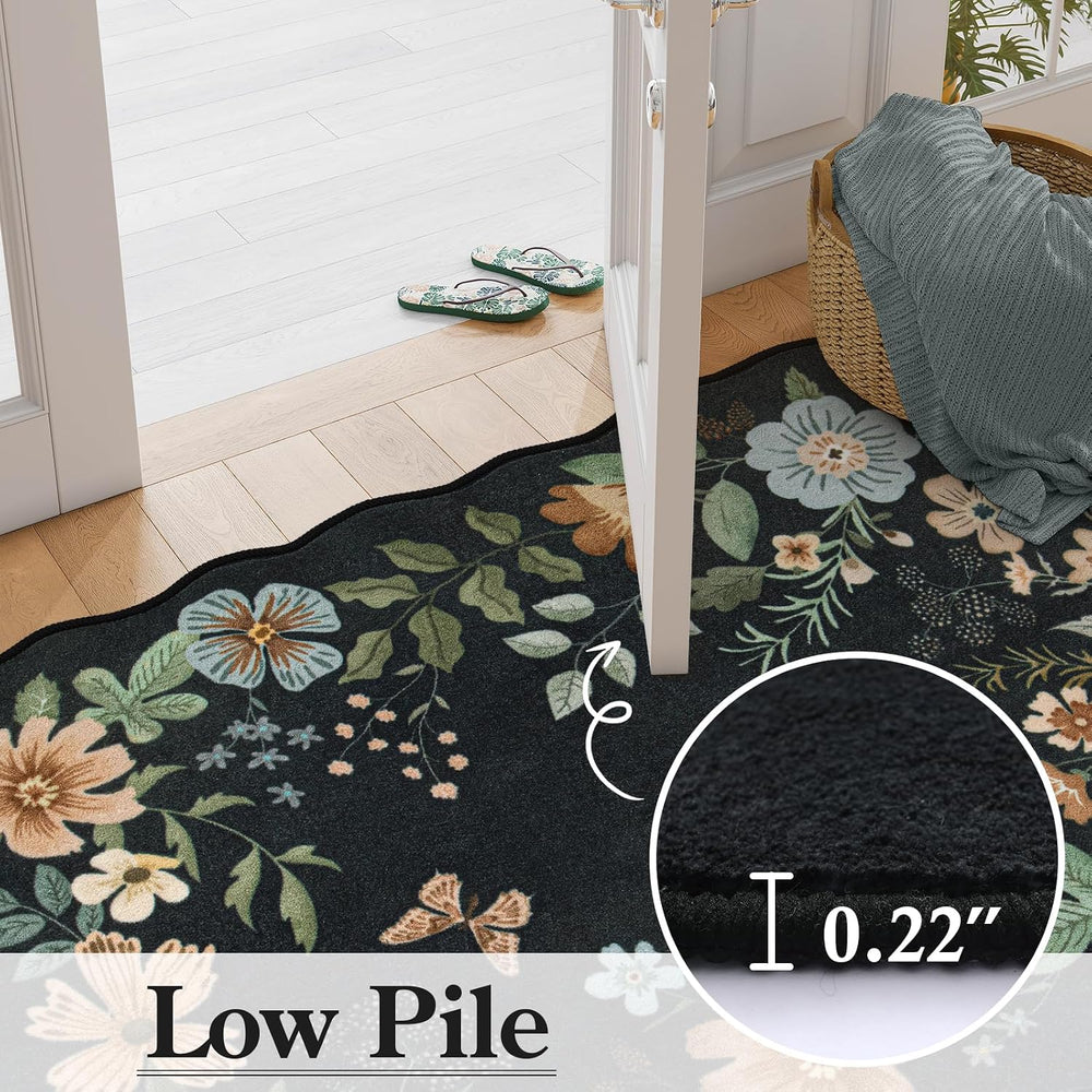 Lahome Floral Rugs for Living Room, 5x7 Area Rugs Soft Washable Bedroom Rug