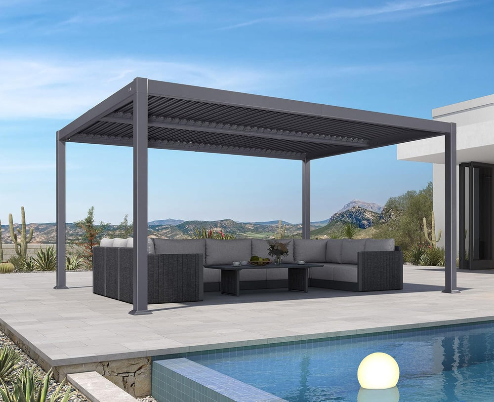 PURPLE LEAF Louvered Pergola 10' x 16' Aluminum Pergola w/Independent...