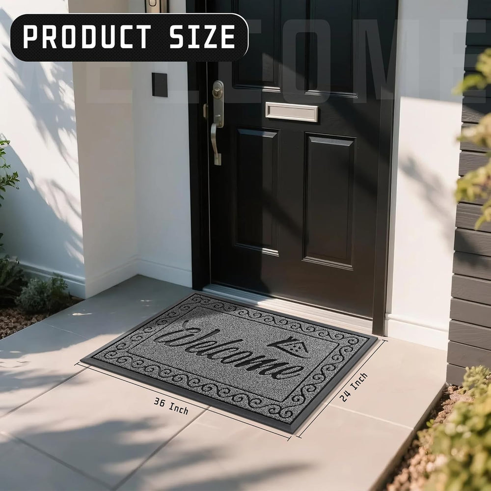 Yimobra Welcome Mat Outdoor Indoor, Waterproof Heavy Duty Front Door Mat Outs...