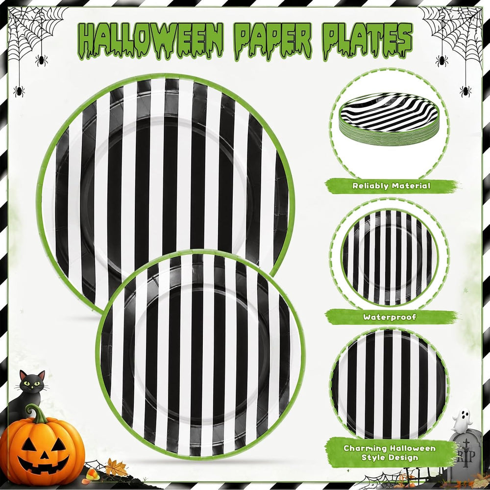 210 Pcs Halloween Plates and Napkins Party Supplies for 30 Guests