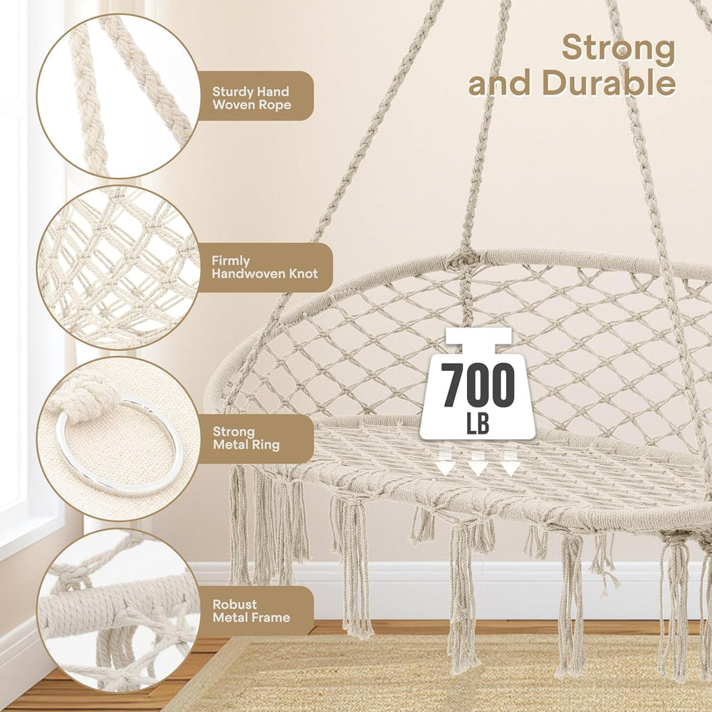Athena Collection 2-Person Hammock Chair with Mounting Hardware Kit, White