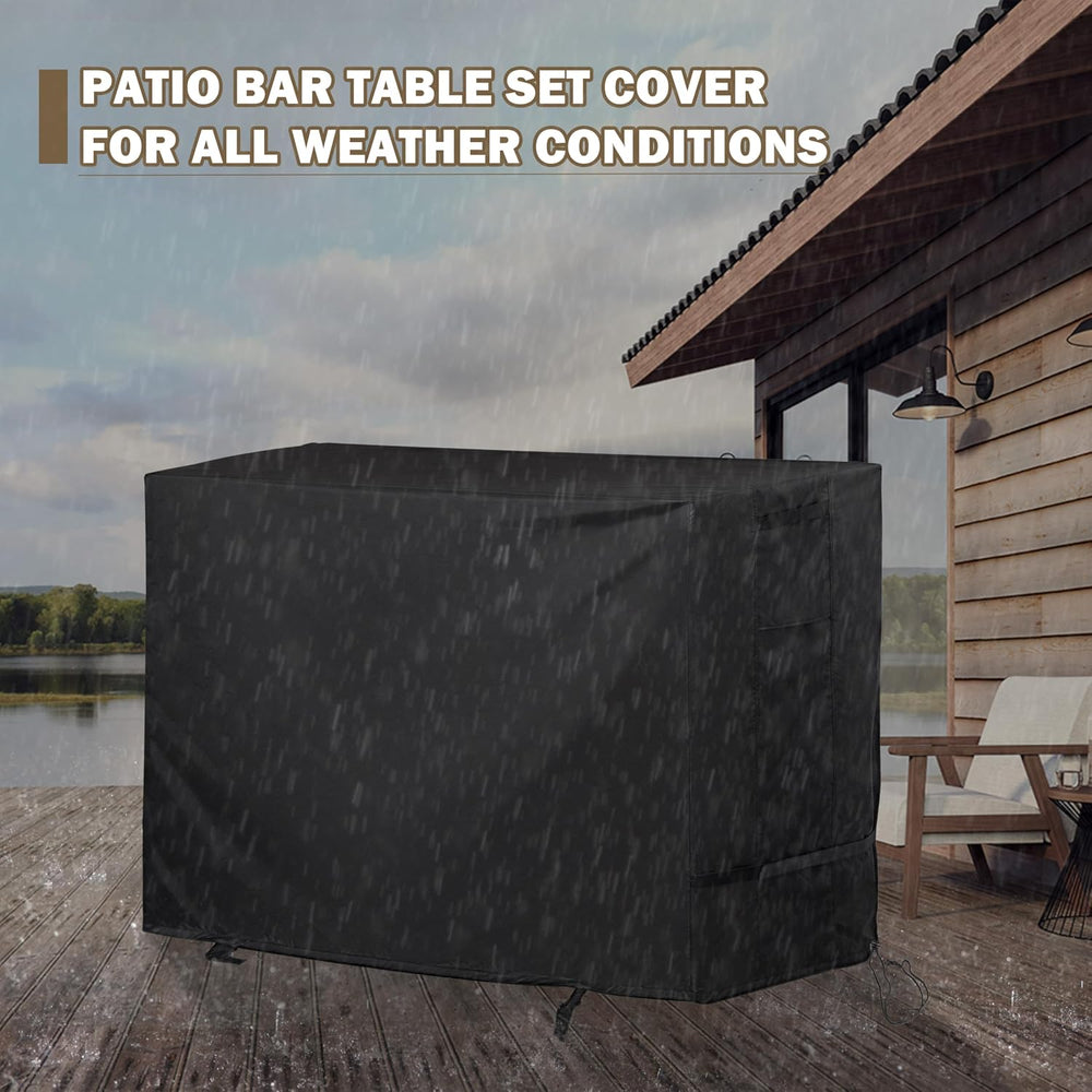 Patio Bar Table Set Cover for 55in Pub Height Bar Table & 2 Bar Stools, O...
