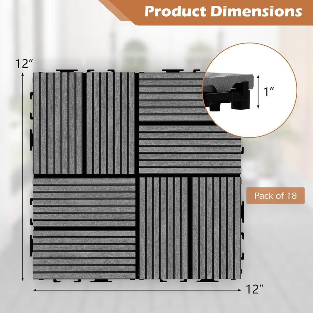 GIANTEX 18 PCS Interlocking Deck Tiles, 12" x 12" Composite Decking...