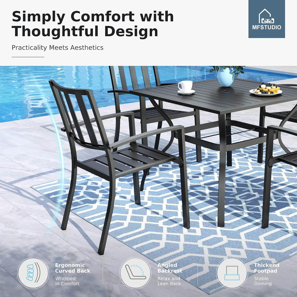 MFSTUDIO Outdoor Dining Chairs Set of 4, Metal Patio Chairs for Deck Bistro P...
