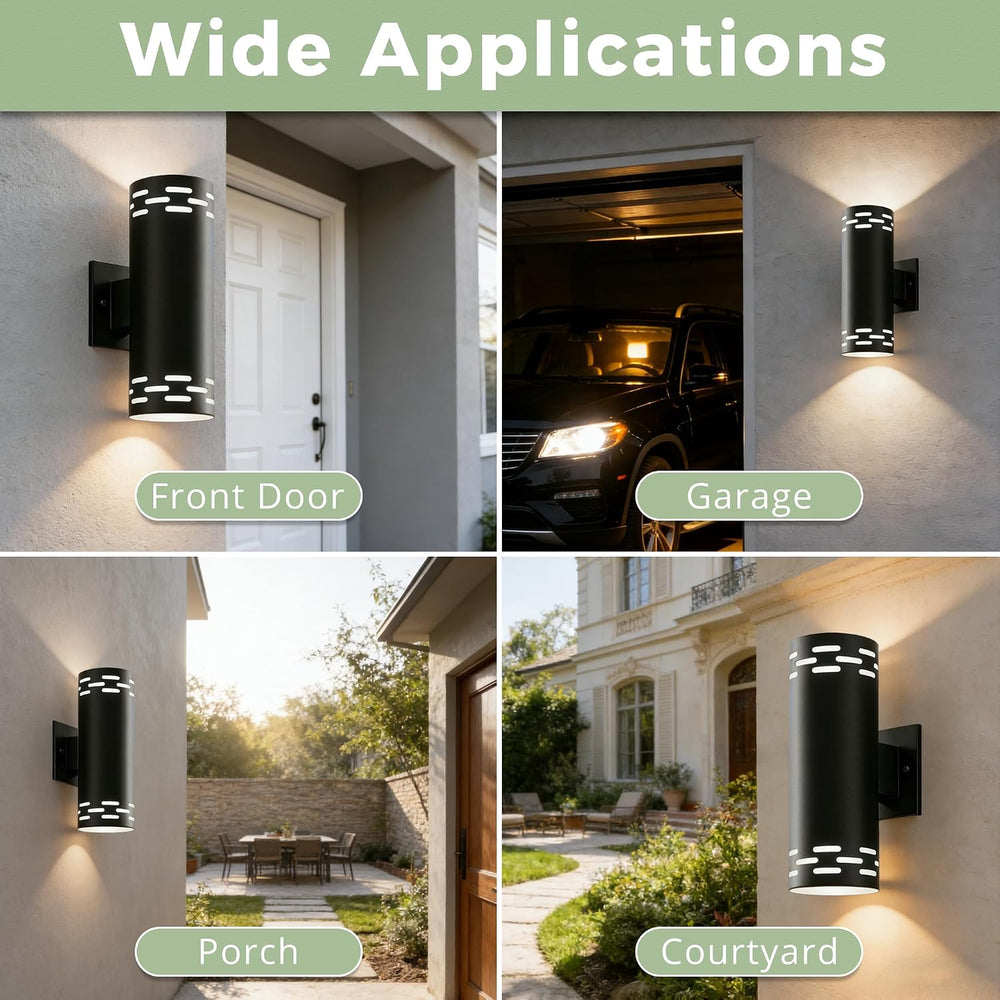JYV 12'' Outdoor Wall Lights 2Pack, Up and Down Cylinder Sconce, Black