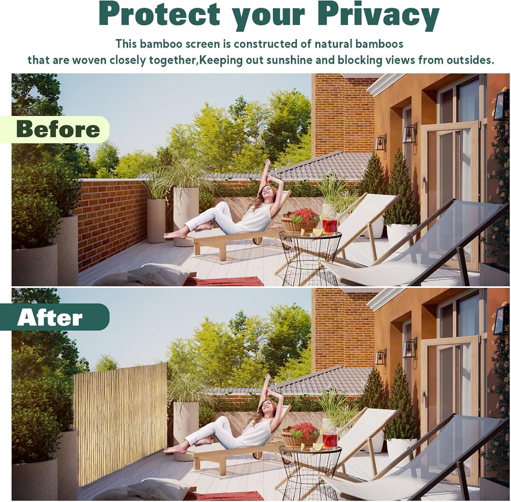 Bamboo Fence 4ft H x 8ft L x 0.7In D, Eco-Friendly Privacy Fence for Outdoor ...