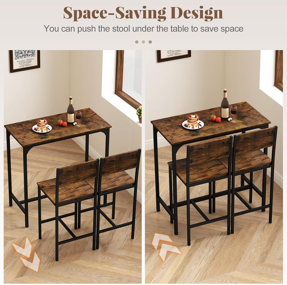 GIANTEX 3-Piece Bar Table and Chair Set with 2 Counter Height Bar Stools, Bre...