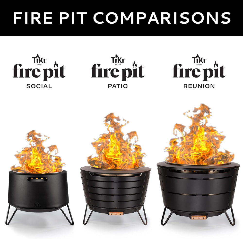 TIKI Social Smokeless Fire Pit, 20 in Wood Burning Fire Pit with Cover