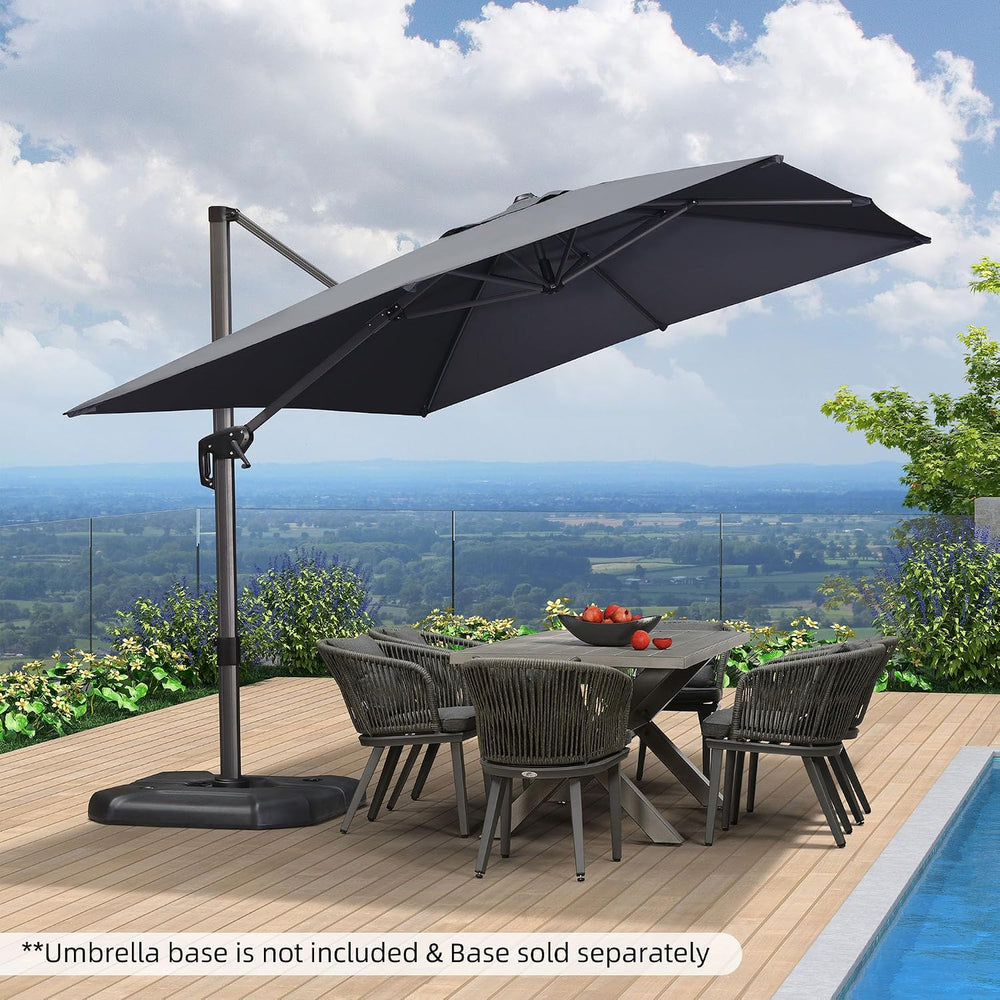PURPLE LEAF Cantilever Umbrella 9' x 11.5' Rectangle 360° Rotation Grey