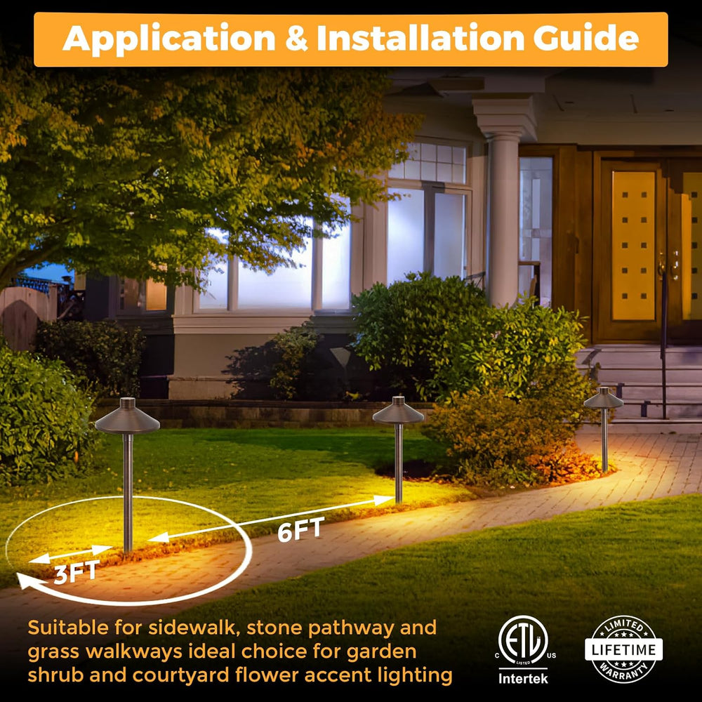 Gardencoin Solid Brass Low Voltage Landscape Pathway Lights (6.7'' Sh...
