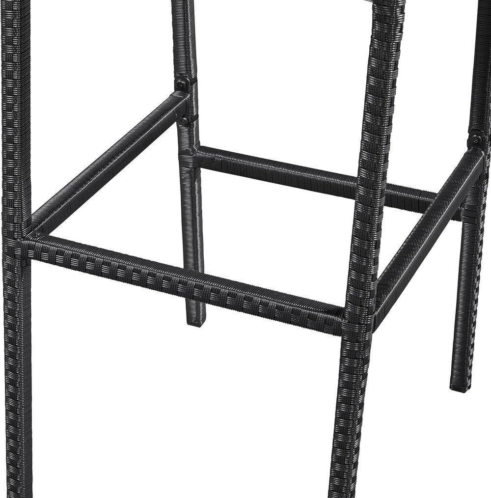 Topeakmart Outdoor Wicker Bar Table and Chairs Set, 6 Removable Cushions
