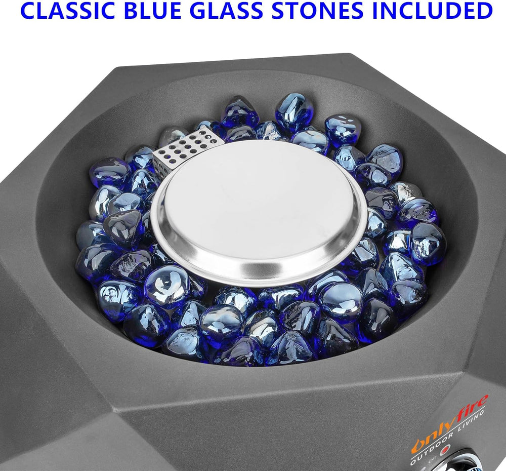 14" Modern Gas Fire Pit Bottom-Mounted for Table with Umbrella Hole, FP003