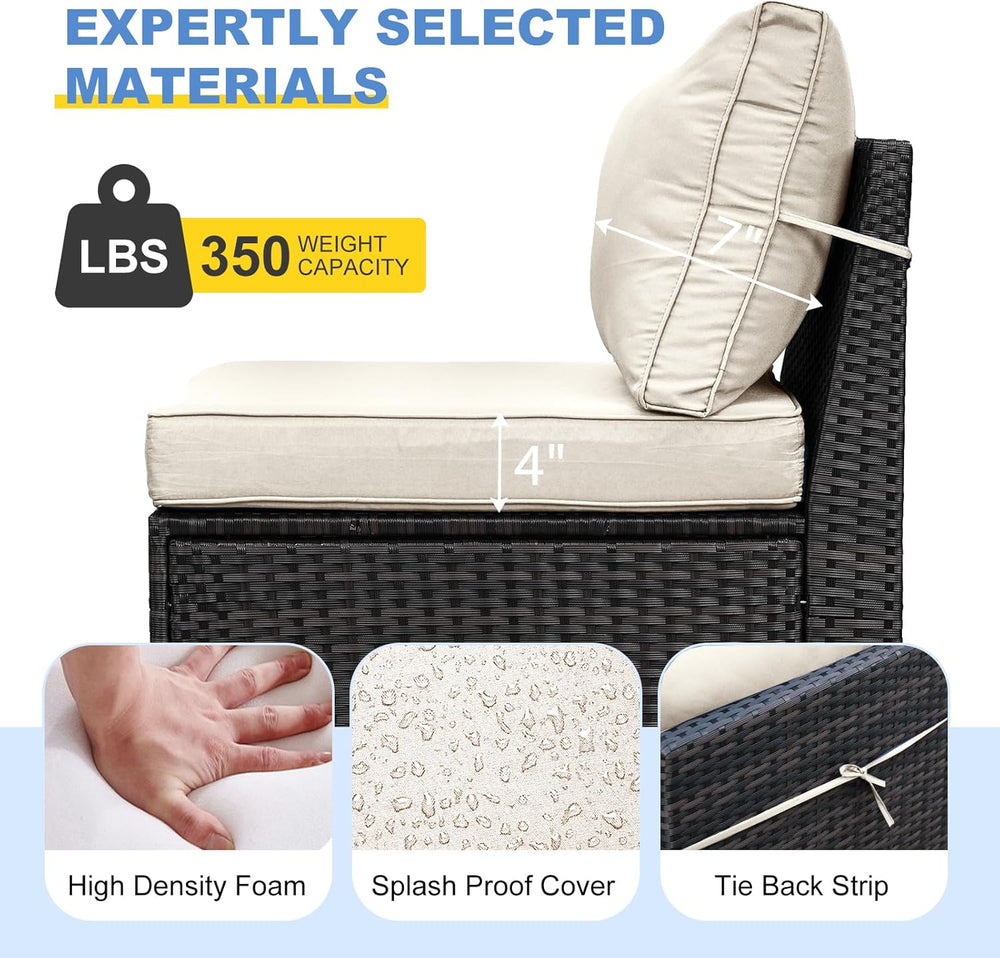 5 Pieces Outdoor Patio Furniture Set, Wicker Conversation Sets with Tea Table...