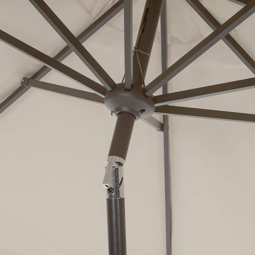 SAFAVIEH Outdoor Valance Crank Patio Umbrella, 9 ft Beige/White PAT8006C