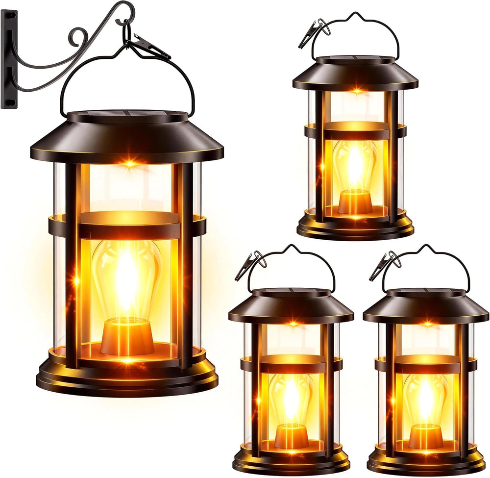 GARPAR Solar Lanterns Outdoor Waterproof with Wall Mount Kit, Upgraded Bright...