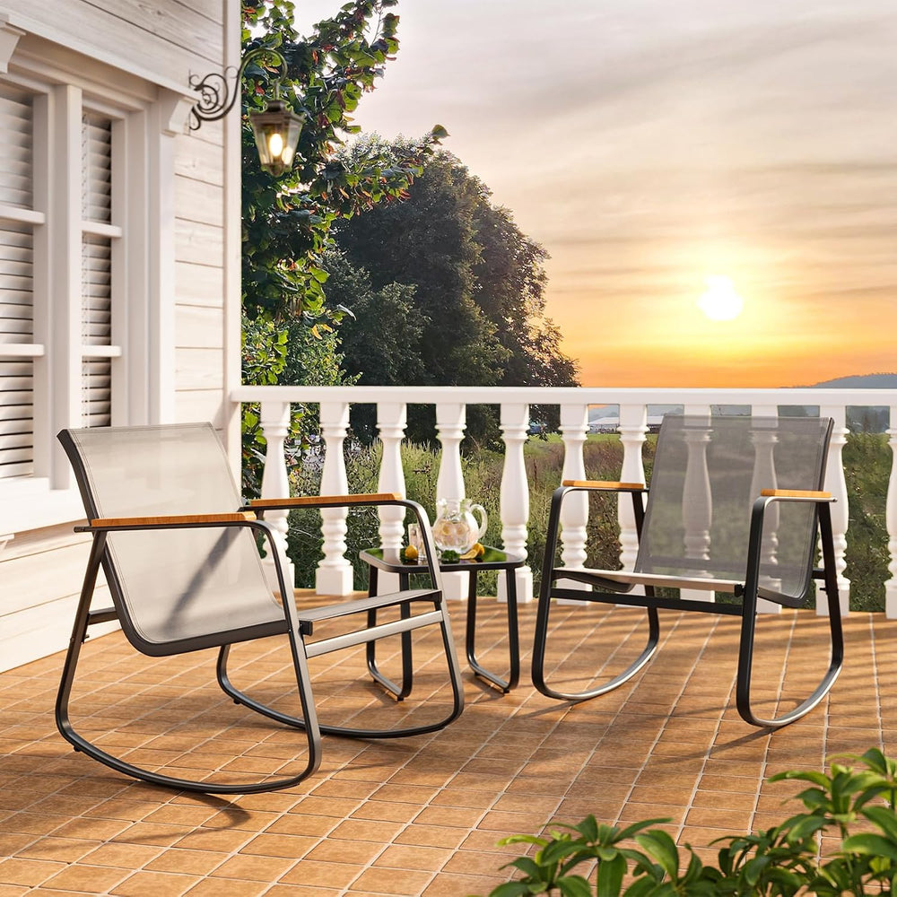 Ahomly 3 Pieces Patio Furniture Set, Outdoor Textilene Furniture Set, Gray