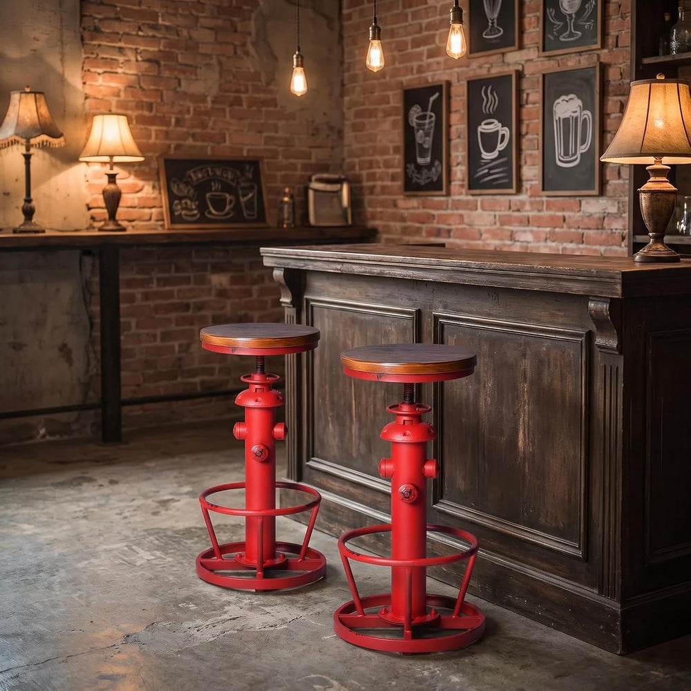 Topower Antique Industrial Round Bottom Adjustable Height Cafe Coffee Retro V...