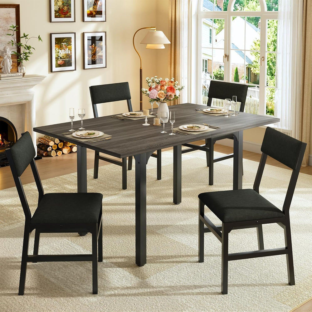 HUAHUU 5-Piece Dining Table Set for 4, Extendable Kitchen Table Set with 4 Up...