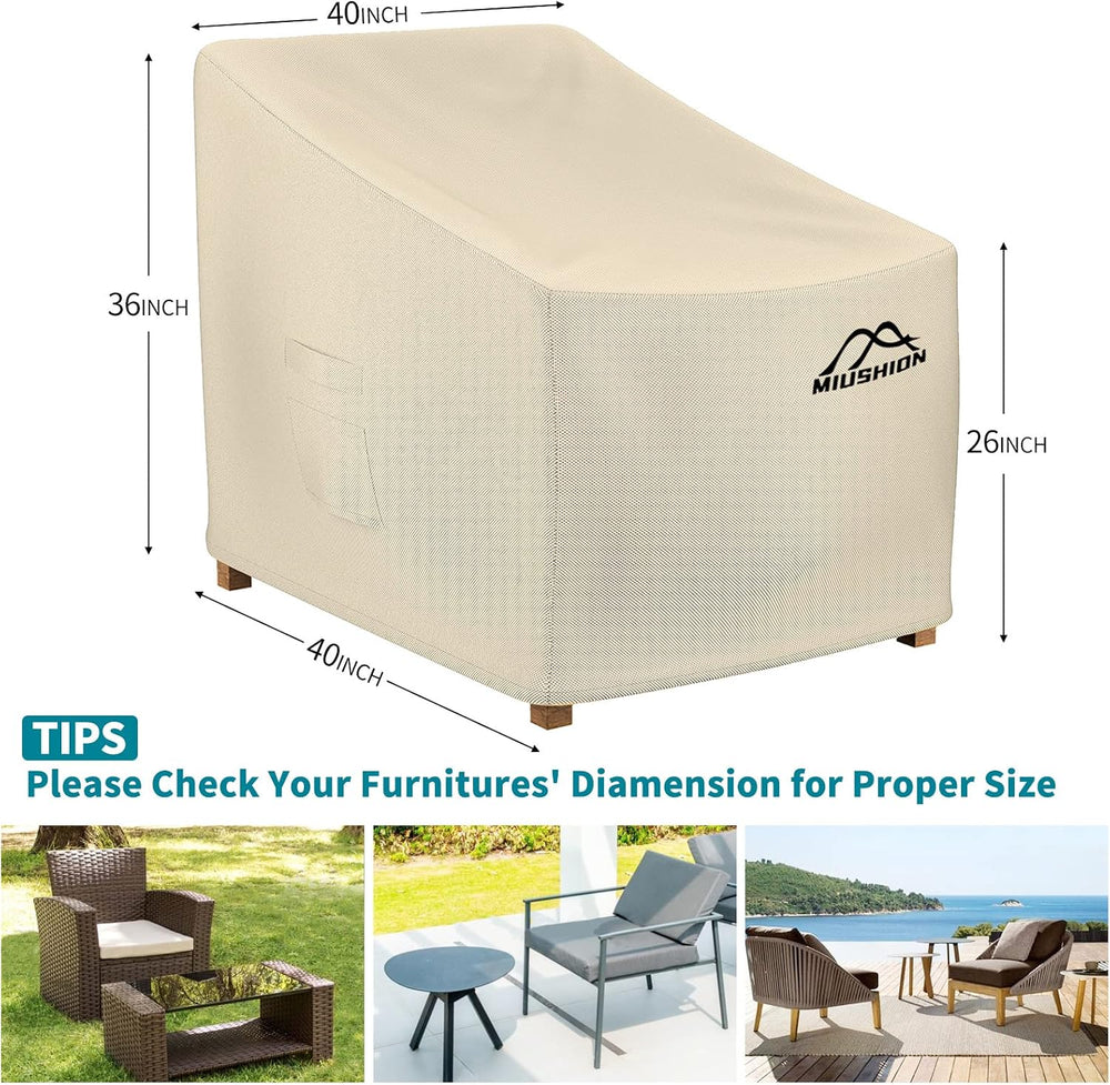 2 Pack Patio Chair Covers, 40" W x 40" D x 36" H Heavy Duty 60...
