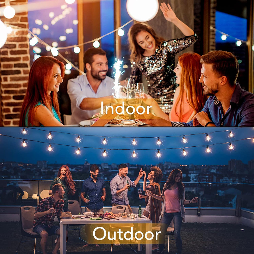 100FT LED Outdoor String Lights Patio Light with 52 Shatterproof G40 Dimmable...